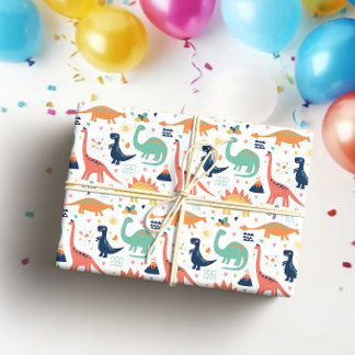 Papier Cadeau Cute Colorful Dinosaur Gender Neutral Baby Shower