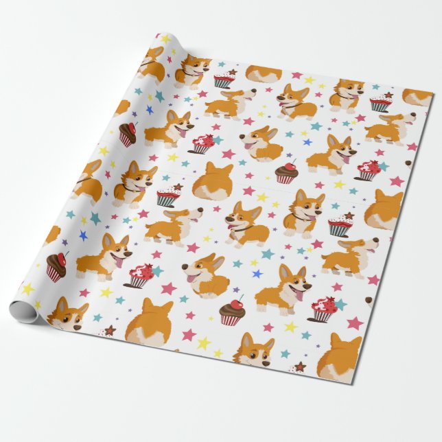 Papier Cadeau Cute Corgi (Déroulé)