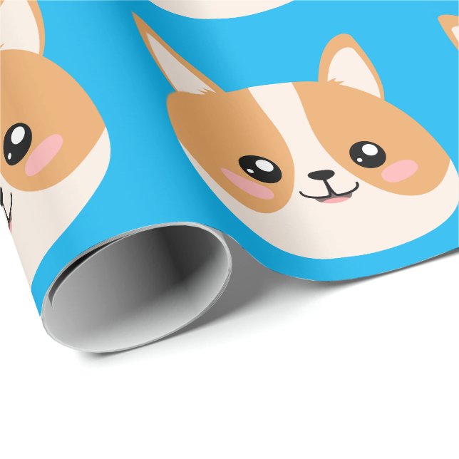 Papier Cadeau Cute Corgi (Coin rond)