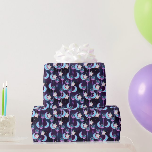 Papier Cadeau Cute Cosmic Lune & Étoiles Motif de ballon (Cadeaux de fête)