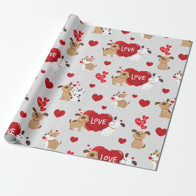 Papier Cadeau Cute Couple Chipies Aimer Motif (Déroulé)