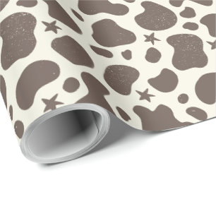 Papier Cadeau Cute Cow Skin Cowboy Style crème brune