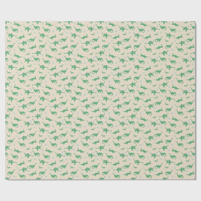 Papier Cadeau Cute Cryptid Loch Ness Monster Motif sans couture (Plat)