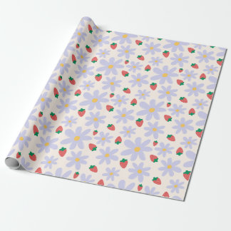 Papier Cadeau Cute Daisy and Strawberry Pattern