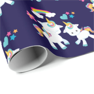 Papier Cadeau Cute Dancing Unicornes Magique Arc-en-ciel & Étoil