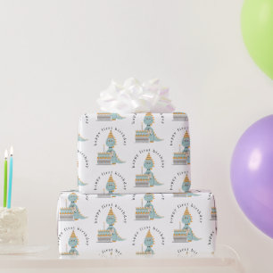 Papier Cadeau Cute Dinosaur Gâteau Joyeux 1er Anniversaire