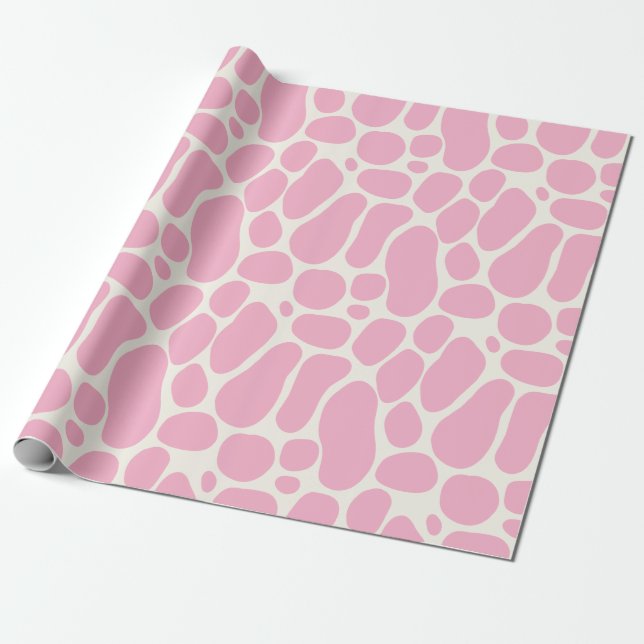 Papier Cadeau Cute Dinosaur Spots Baby shower fille (Déroulé)