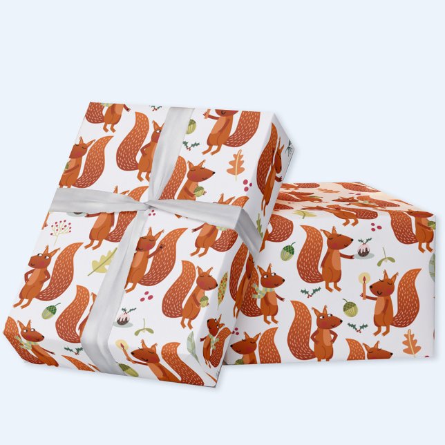 Papier Cadeau Cute écureuil (Squirrel gift wrap paper roll for animal lovers)