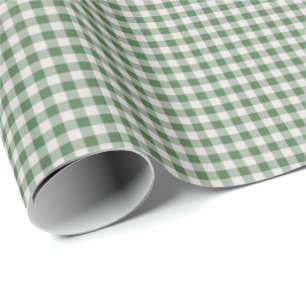 Papier Cadeau Cute En vichy rétro Motif   Vert hiver