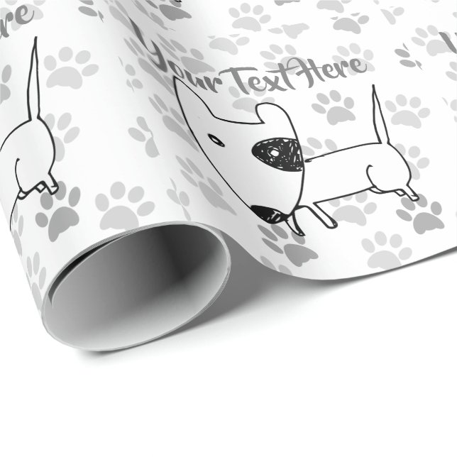 Papier Cadeau Cute English Bull Terrier (Coin rond)