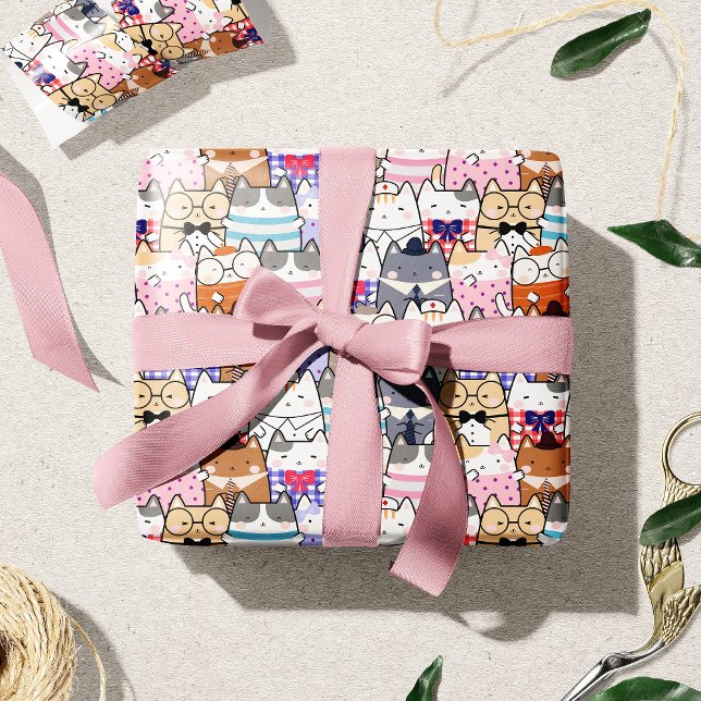 Papier Cadeau Cute et coloré Kawaii Motif de chat (Créateur téléchargé)