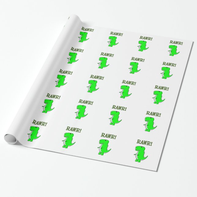 Papier Cadeau Cute et en colère Rex RAWR (Déroulé)