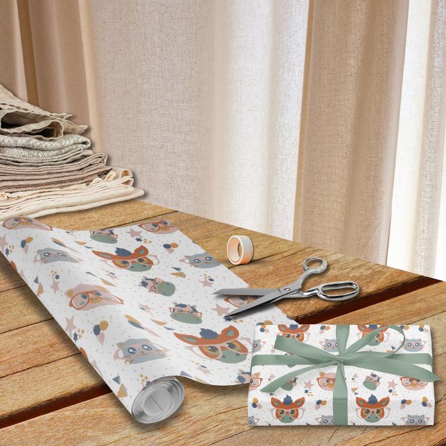 Papier Cadeau Cute Farm Animal party Papier d'enveloppement (Farm Animal Birthday Wrapping Paper Donkey Cow Cat Pig Pattern)