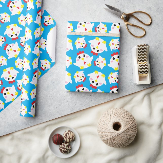 Papier Cadeau Cute ferme de poulet Enfants 1er fête d'anniversai (Artisanat)