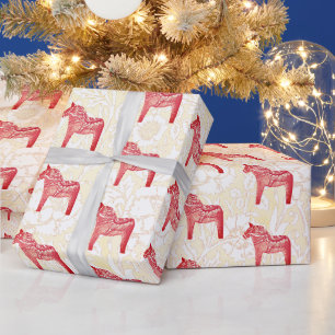 Papier Cadeau Cute Festive Scandi Red Dala Horse