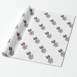 Papier Cadeau Cute Funny Happy Grey Chat