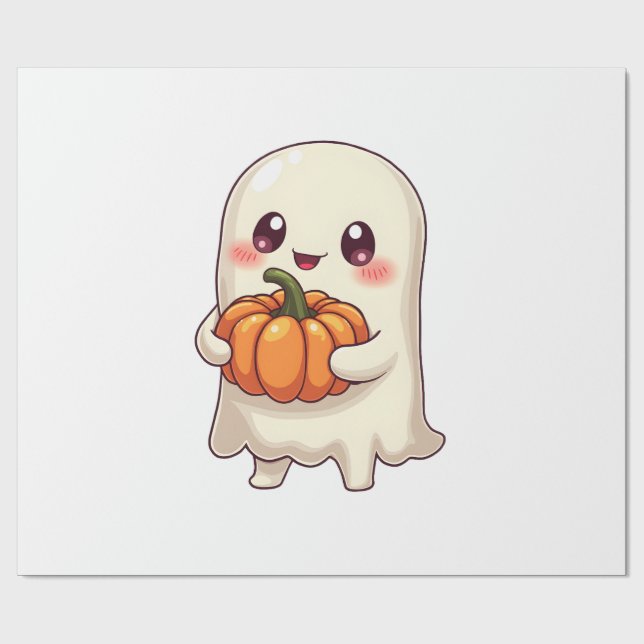 Papier Cadeau Cute Ghost with Pumpkin � Funny Halloween (Plat)