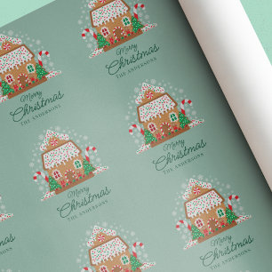 Papier Cadeau Cute Gingerbread Maison Nom de famille