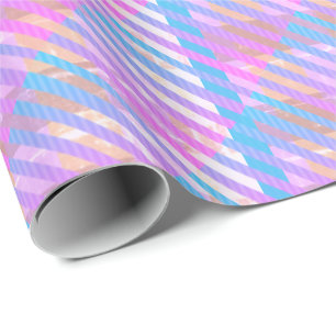 Papier Cadeau Cute Girl Pastel Plaid Rainbow Iridescente
