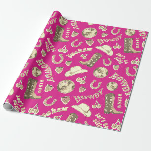 Papier Cadeau Cute Girl Rose or Disco Cowgirl esthétique
