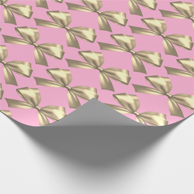 Papier Cadeau Cute Girl Rose or Satin Satin Bow esthétique (Coin)