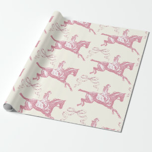 Papier Cadeau Cute Girl Rose Rose Rose Or Horseback Vaches à che