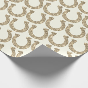 Papier Cadeau Cute Glam Horseshoe Gold White Parties scintillant