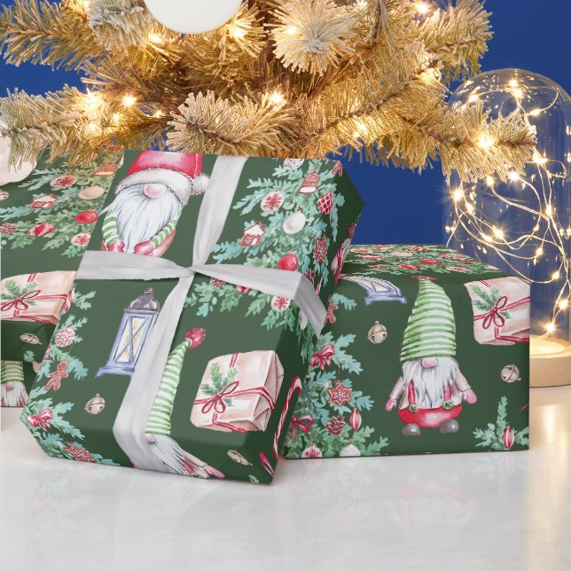Papier Cadeau Cute Gnome Christmas Tree Holiday Pattern Gift Wra (Vacances)