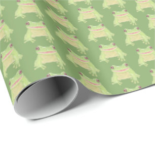 Papier Cadeau Cute Green Tree Frog - motif transparent.