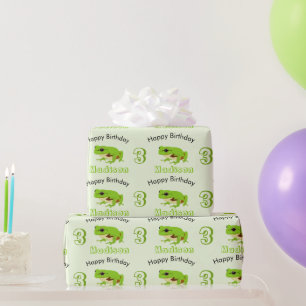 Papier Cadeau Cute Green Tree Frog Nom du Motif Âge Anniversaire