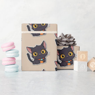 Papier Cadeau Cute Halloween Chat noir - Cadeau pour enfants
