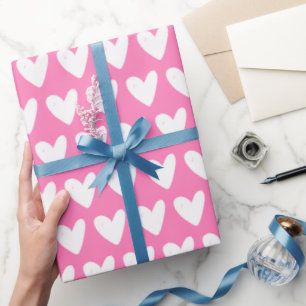 Papier Cadeau Cute Hearts Motif Hot Pink Valentine's Day