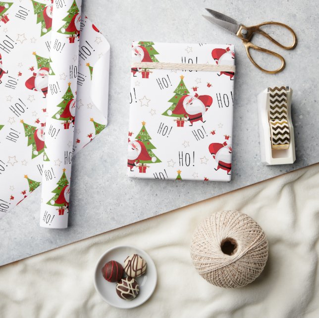 Papier Cadeau Cute Ho Ho Ho Moderne Noël Père Noël (Artisanat)