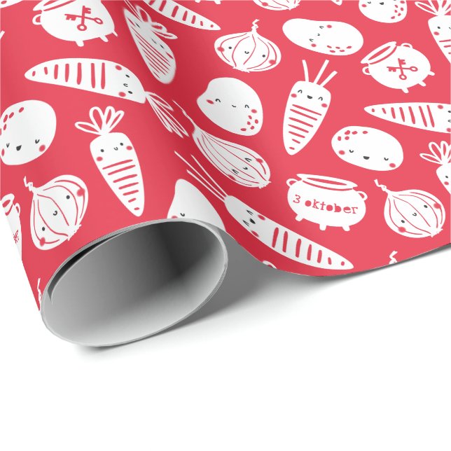 Papier Cadeau Cute Hutspot 3 Oktober Leidens ontzet rood avec (Coin rond)