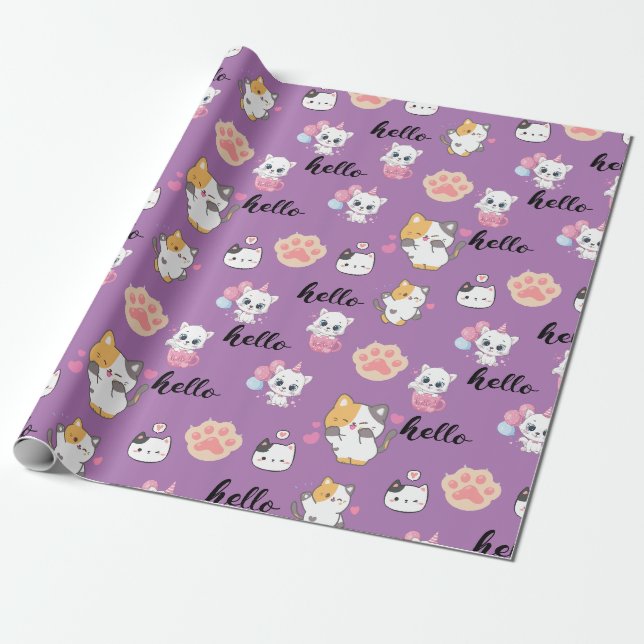 Papier Cadeau Cute kitty (Déroulé)