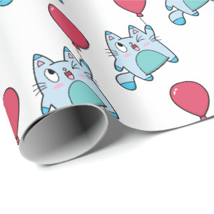 Papier Cadeau Cute Kitty Avec Balcon