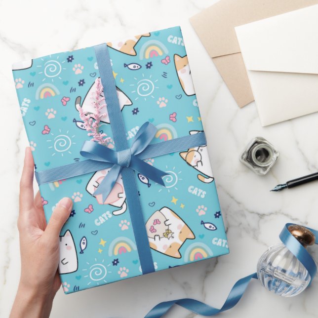 Papier Cadeau Cute Kitty Chats Motif Whimsical (Cadeaux)