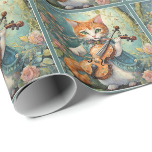 Papier Cadeau Cute Kitty Jouer la violon