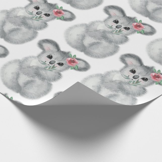Papier Cadeau Cute Koala Ours Aquarelle simple Moderne (Coin)