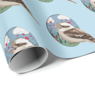 Papier Cadeau Cute Kookaburra Aimer Motif d'été Oiseau Amusant B