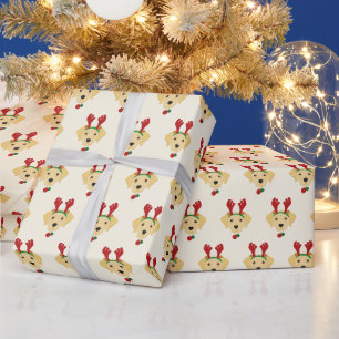 Papier Cadeau Cute Labrador avec Reindeer Casquette Noël Motif
