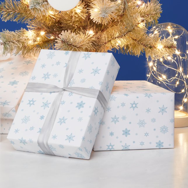 Papier Cadeau Cute Little Blue Snowflakes Motif (Vacances)
