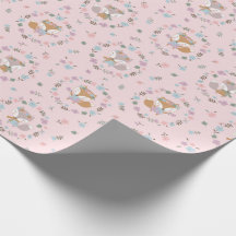 Cute Little Fall Fox avec fleurs roses