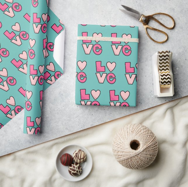 Papier Cadeau Cute Love Typographie Valentine (Artisanat)