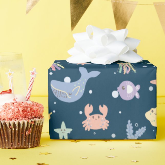 Papier Cadeau Cute Marine Vie Motif sans joint (Fête d'anniversaire)