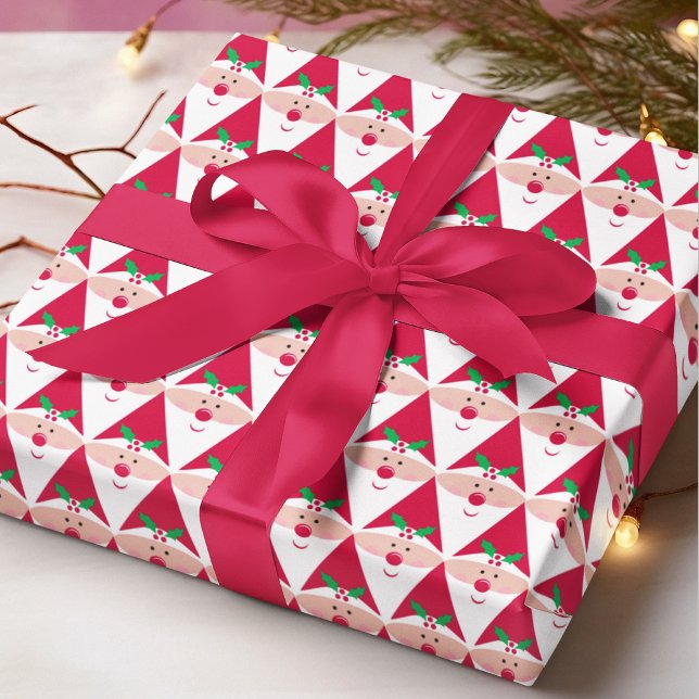 Papier Cadeau Cute Modern Santa Claus Festive Christmas Pattern (Créateur téléchargé)
