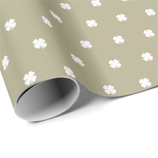 Papier Cadeau Cute Moderne Simple Sage Vert Lucky Cloches (Coin rond)