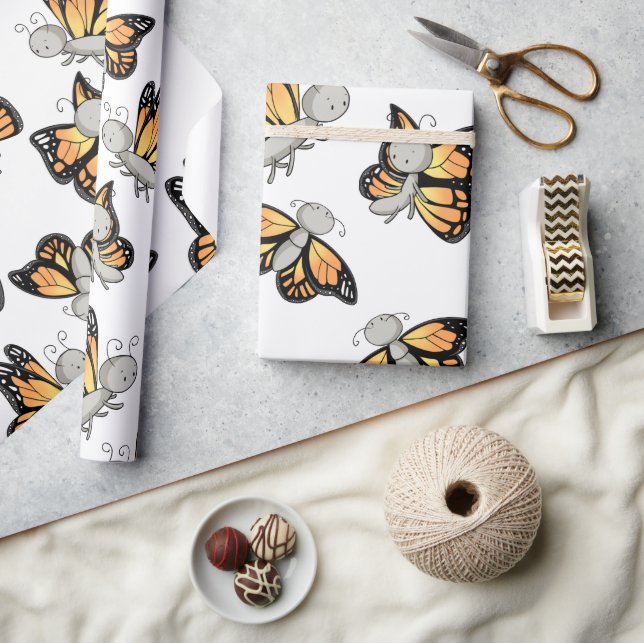 Papier Cadeau Cute Monarch Butterfly Motif Enfants (Artisanat)