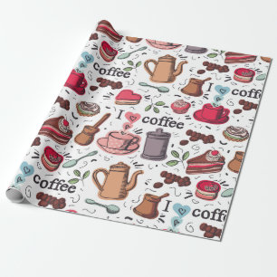 Papier Cadeau Cute Motif café
