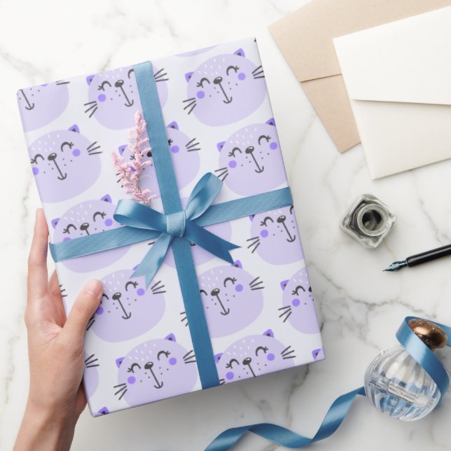 Papier Cadeau Cute Motif de chats violets - Lilac (Cadeaux)